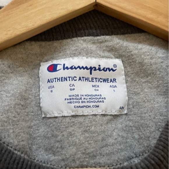 CLASSIC Fleece Crew, C Logo Long Sleeve Unisex Sweater Champion | Dark Grey - Picture 6 of 6